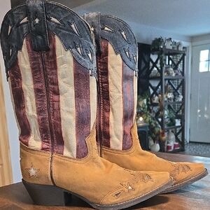 Laredo Dan Post Keyes Patriotic Leather Cowgirl Western Boots Size 8 EUC